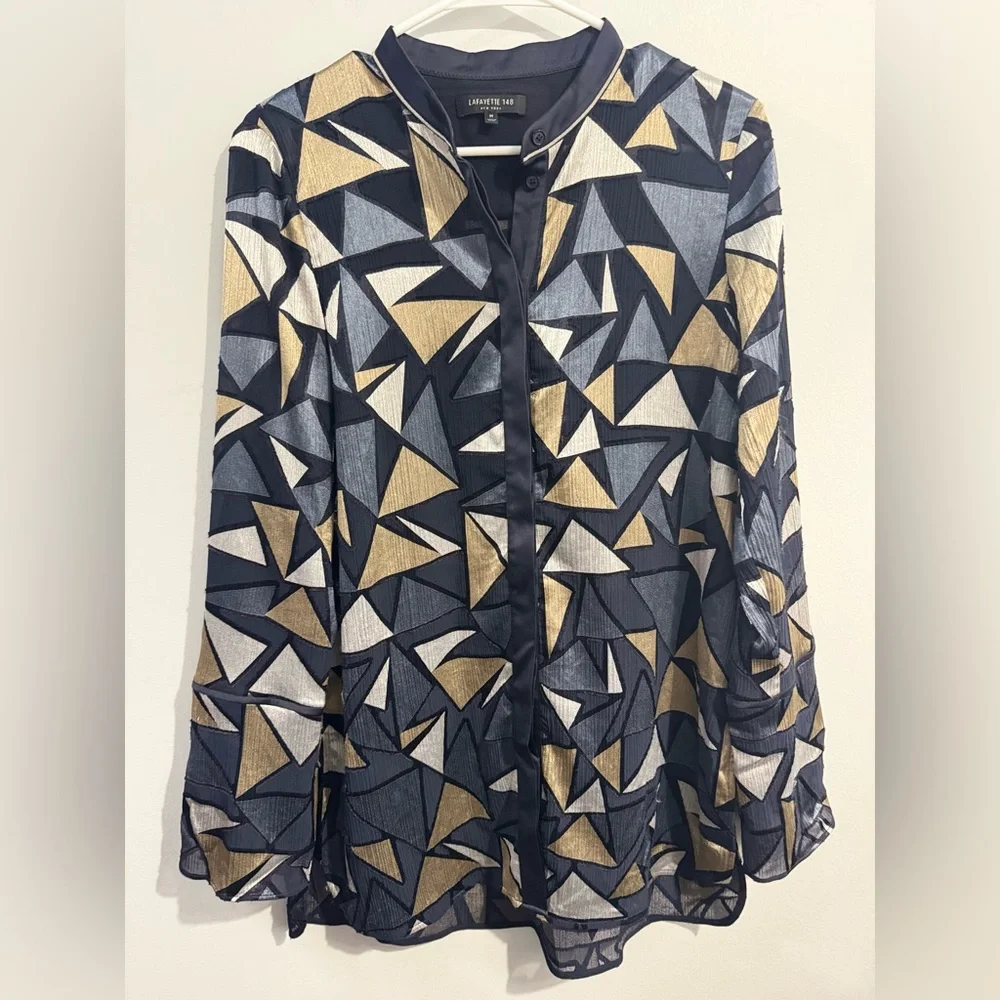 Lafayette 148 New York Desra Blouse Womens Size M - Picture 2 of 4